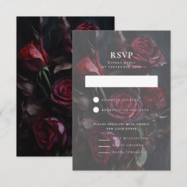 Dark Moody Romantic Rose Hochzeitessen Wahl RSVP Karte