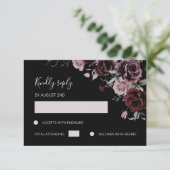 Dark Moody Romantic Watercolor Roses RSVP Karte (Stehend Vorderseite)
