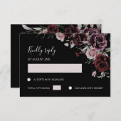 Dark Moody Romantic Watercolor Roses RSVP Karte (Vorne/Hinten)