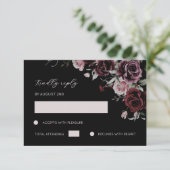 Dark Moody Romantic Watercolor Roses RSVP Karte (Stehend Vorderseite)