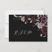 Dark Moody Romantic Watercolor Roses RSVP Karte (Rückseite)