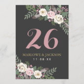Dark Moody Rose Pink Floral Wedding Tischnummer (Vorderseite)