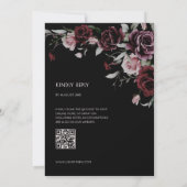 Dark Moody Roses Black Background | Photo Wedding Einladung (Rückseite)