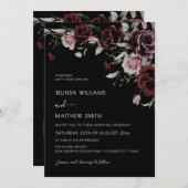 Dark Moody Roses Black Background | Photo Wedding Einladung (Vorne/Hinten)
