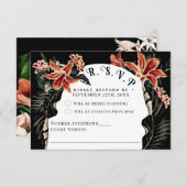 Dark Moody RSVP Card Botanische Vintage Wedding (Vorne/Hinten)