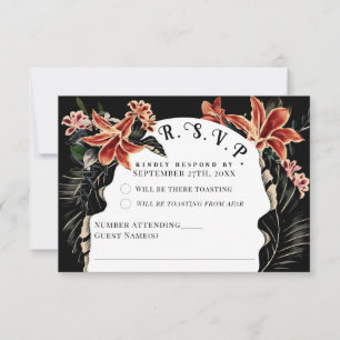 Dark Moody RSVP Card Botanische Vintage Wedding Karte