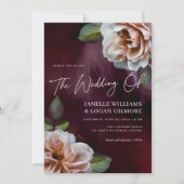 Dark + Moody Rustic Floral Wedding Einladung (Vorderseite)