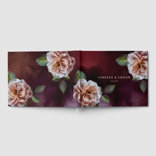 Dark + Moody Rustic Floral Wedding Gästebuch (Voll)