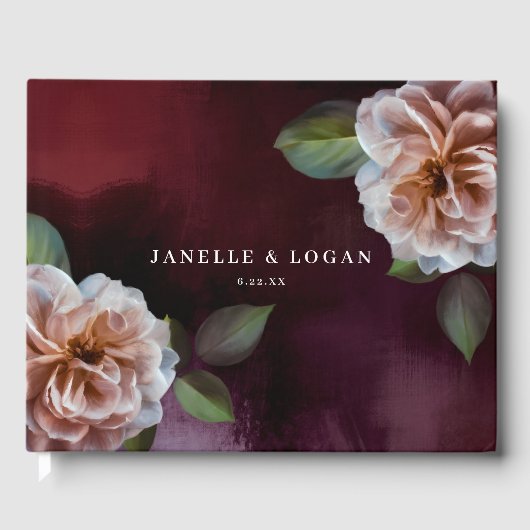 Dark + Moody Rustic Floral Wedding Gästebuch (Vorderseite)