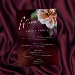 Dark   Moody Rustic Floral Wedding Menu Card Einladung<br><div class="desc">Schöne,  gemalte Blume auf einem dunklen,  gemalten Hintergrund gepaart mit eleganter Typografie verleihen dieser Hochzeitsempfangskarte dunklen,  moodisch und romantischen Stil. Editieren Sie einfach die Vorlage mit Ihrem Namen,  Informationen und wählen Sie alle Optionen. Hochzeitsartikel können Sie in unserem Shop abstimmen oder die Designkollektion besuchen... </div>