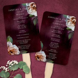 Dark + Moody Rustic Floral Wedding Program Fächer