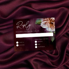 Dark + Moody Rustic Floral Wedding Repcard Einladung