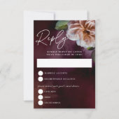 Dark + Moody Rustic Floral Wedding Repcard RSVP Karte (Vorderseite)