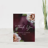 Dark + Moody Rustic Floral Wedding Vielen Dank Dankeskarte (Vorderseite)