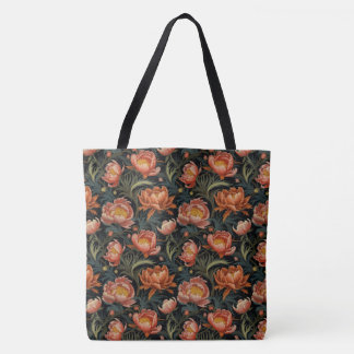Dark & Moody Vibranly Orange Peony Blume Tasche