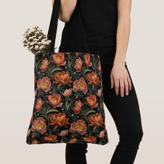 Dark & Moody Vibranly Orange Peony Blume Tasche (Von Nahem)