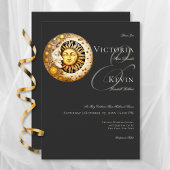 Dark Moody Viktorianisch Moon & Sun Wedding Einladung