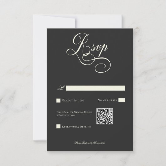 Dark Moody Viktorianisch Moon & Sun Wedding QR Cod RSVP Karte (Vorderseite)