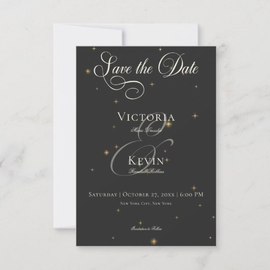 Dark Moody Viktorianisch Stars Hochzeit Save The Date (Vorderseite)