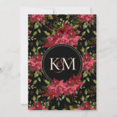 Dark Moody Wedding Claret Red Poinsettia Monogram Einladung (Vorderseite)