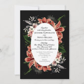 Dark Moody Wedding Einladung QR Code botanisch (Vorderseite)