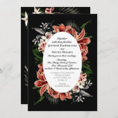 Dark Moody Wedding Einladung QR Code botanisch (Vorne/Hinten)