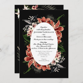 Dark Moody Wedding Einladung QR Code botanisch