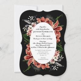 Dark Moody Wedding Einladung QR Code botanisch