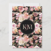 Dark Moody Wedding Monogram Winter Rose Einladung (Rückseite)