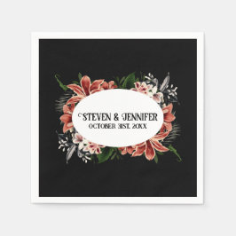 Dark & Moody Wedding Napkins Personalisierte Namen Serviette