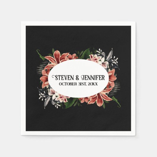 Dark & Moody Wedding Napkins Personalisierte Namen Serviette (Vorderseite)