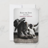 Dark Moody Western Cowboy Skull Rose Wedding Save  The Date (Vorderseite)