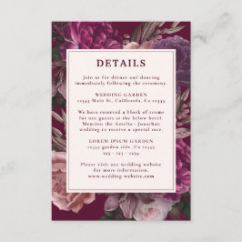 Dark Moody Winter Burgundy & Maroon Floral Wedding Begleitkarte