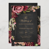 Dark Moody Winter Floral Wedding Einladung (Vorne/Hinten)