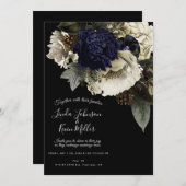 Dark Moody Winter Floral Wedding Einladung (Vorne/Hinten)