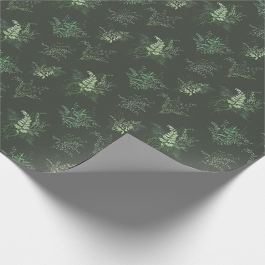 Dark Moody Woodland Grüne Pflanze Geschenk Geschenkpapier (Ecke)