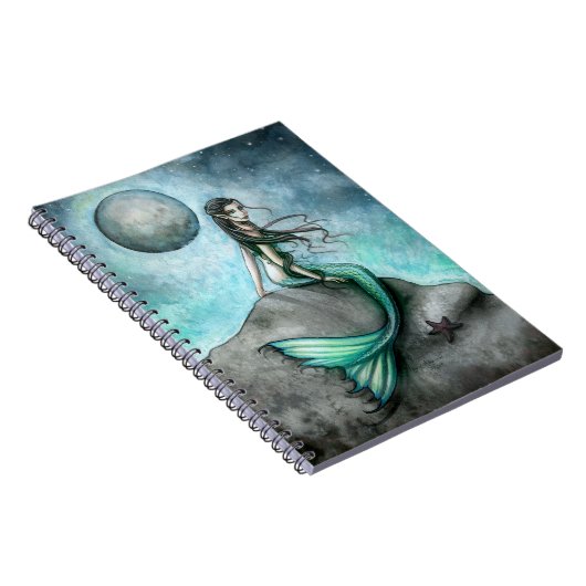 Dark Moon Mermaid Fantasy Art Notebook Notizblock (Rechte Seite)