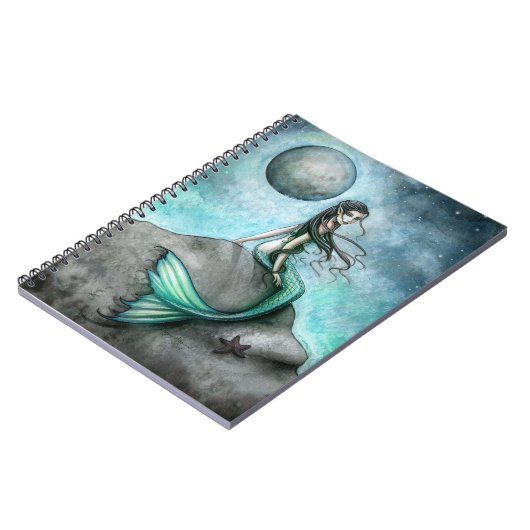 Dark Moon Mermaid Fantasy Art Notebook Notizblock (Linke Seite)