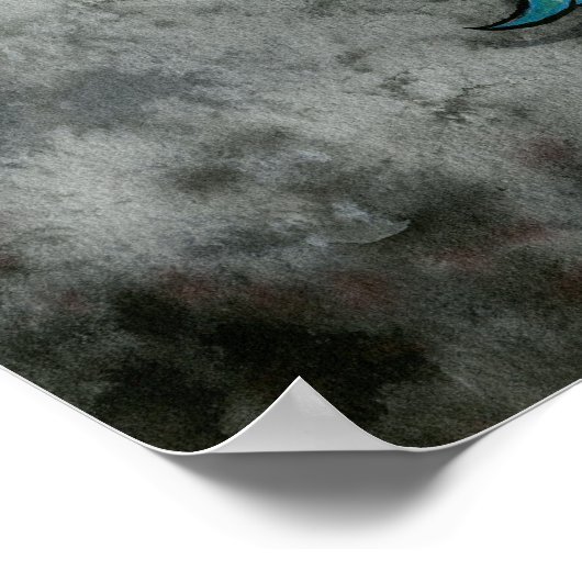 Dark Moon Mermaid Fantasy Art Poster (Ecke)