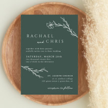 Dark Moss Emerald Green Modern Stenciled Botanic