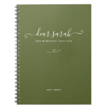 Dark Moss Green Couple Memory Keepake Notebook