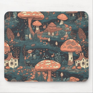 Dark Mushroom Forest Village Mouse Pad Mousepad
