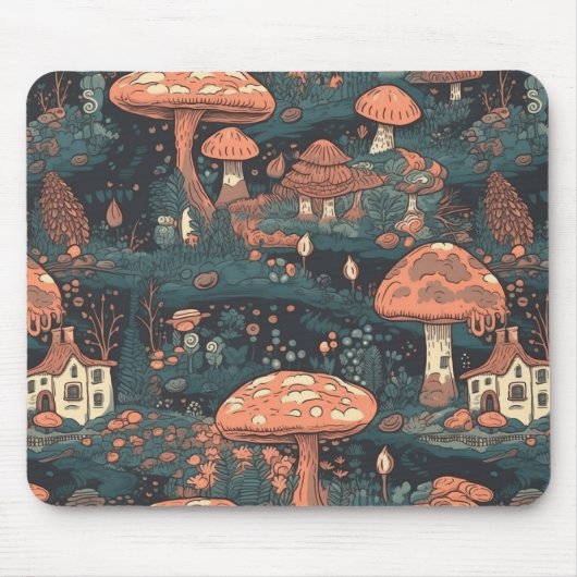 Dark Mushroom Forest Village Mouse Pad Mousepad (Vorne)