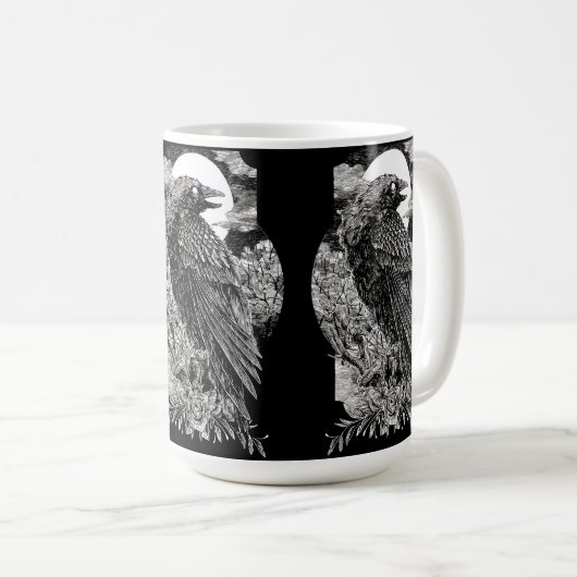 Dark Mystical Raven Kaffeetasse (VorderseiteRechts)