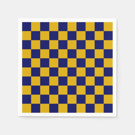 Dark Navy and Mustard Yellow Checkerboard Serviette (Vorderseite)