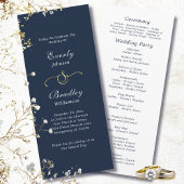 Dark Navy Background Elegant Minimal Wedding Programm