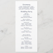 Dark Navy Background Elegant Minimal Wedding Programm (Rückseite)