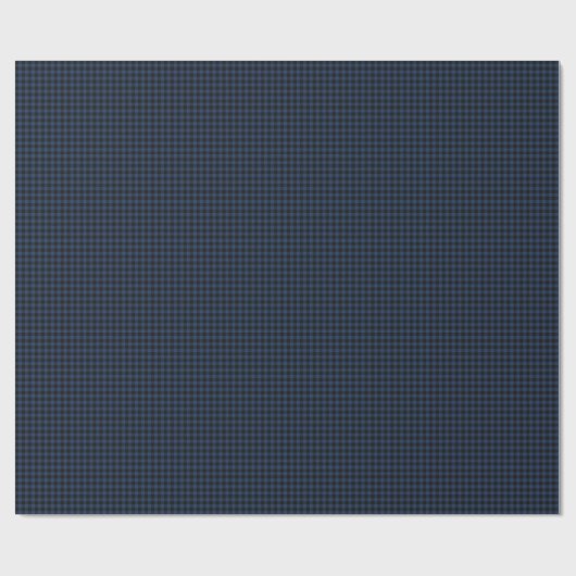 Dark Navy Blue and Black Gingham Plaid Checkered Geschenkpapier (Flach)