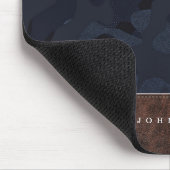 Dark Navy Blue Camouflage Pattern & Leder Mousepad (Ecke)