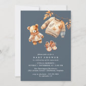 Dark Navy Blue | Cute Modern Boho Fall Baby Shower Einladung (Vorderseite)